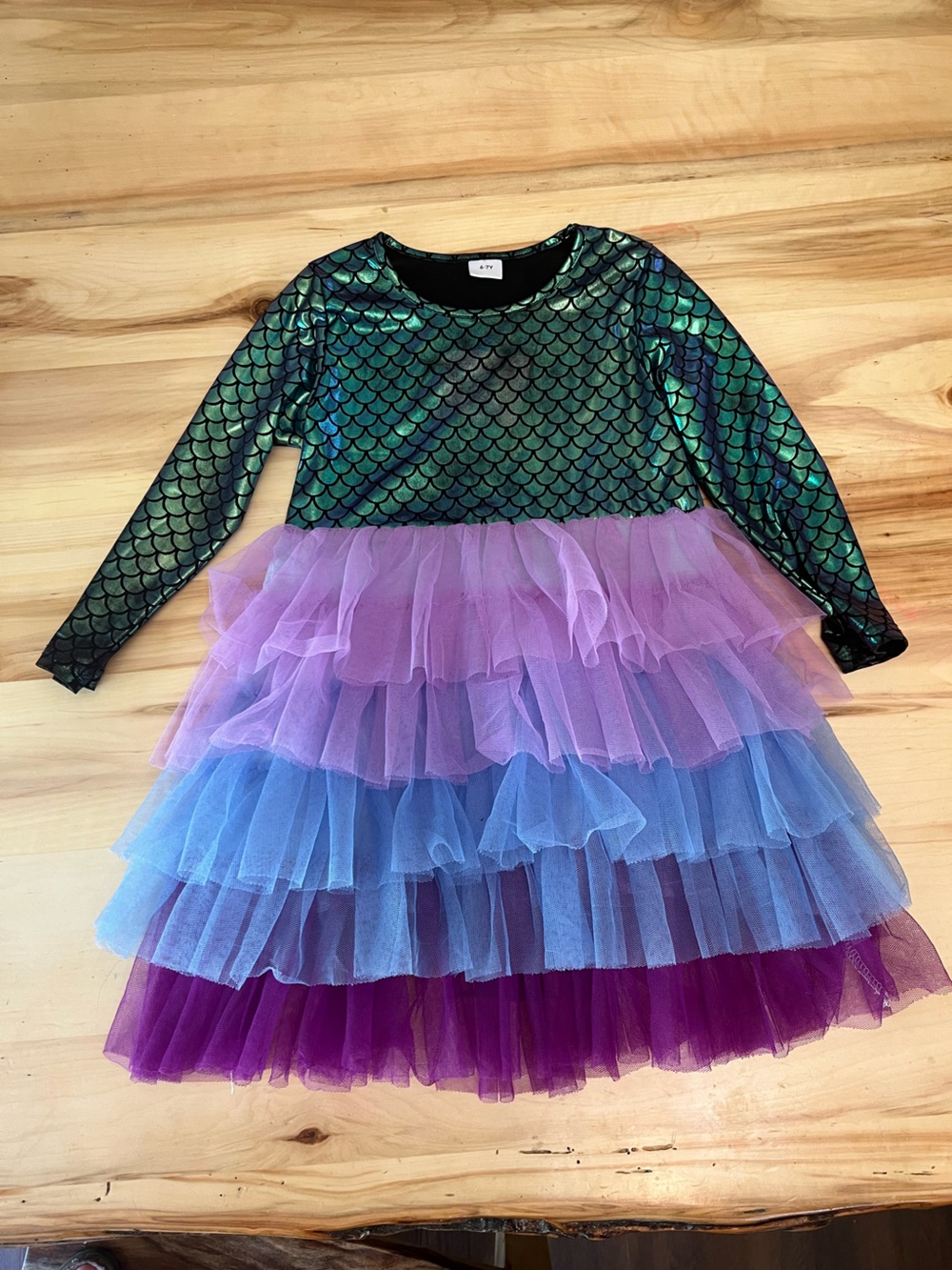 SHEIN Shimmering Green Scale Bodice with Purple & Blue Tulle Skirt Costume Dress